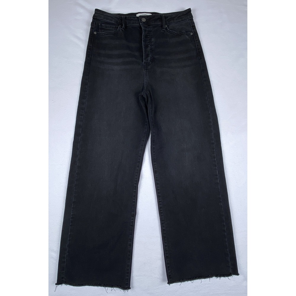 Hidden Jeans Los Angeles Wide Leg Black High Rise Raw Hem Button Fly Jeans 31
